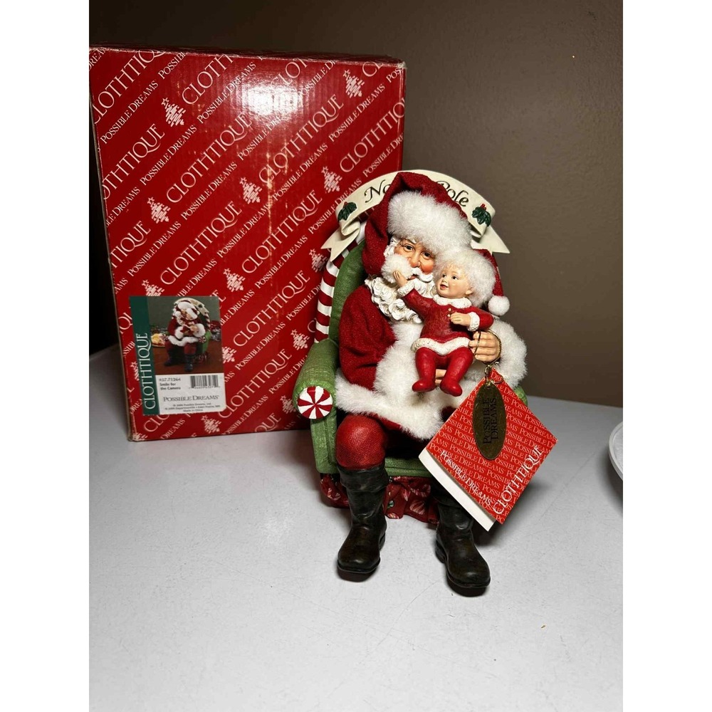 Possible Dreams "Smile For The Camera" Cloth Tique Vintage Santa Original‎ Box